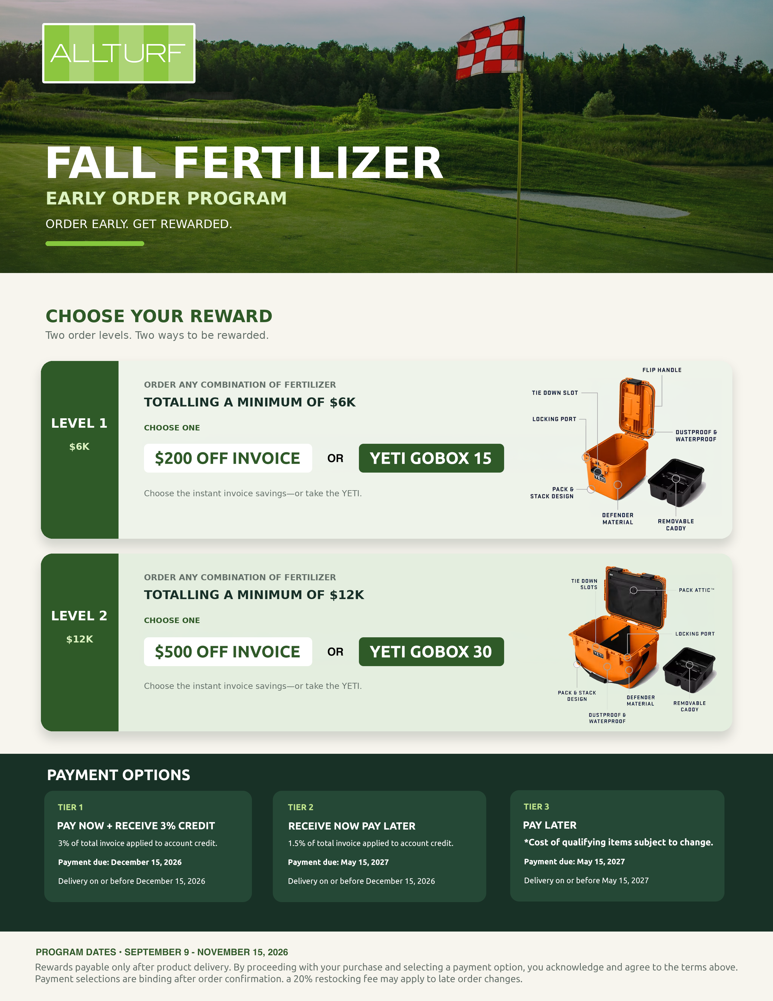 Allturf Fall Fertilizer 2026 Early Order Program promotion
